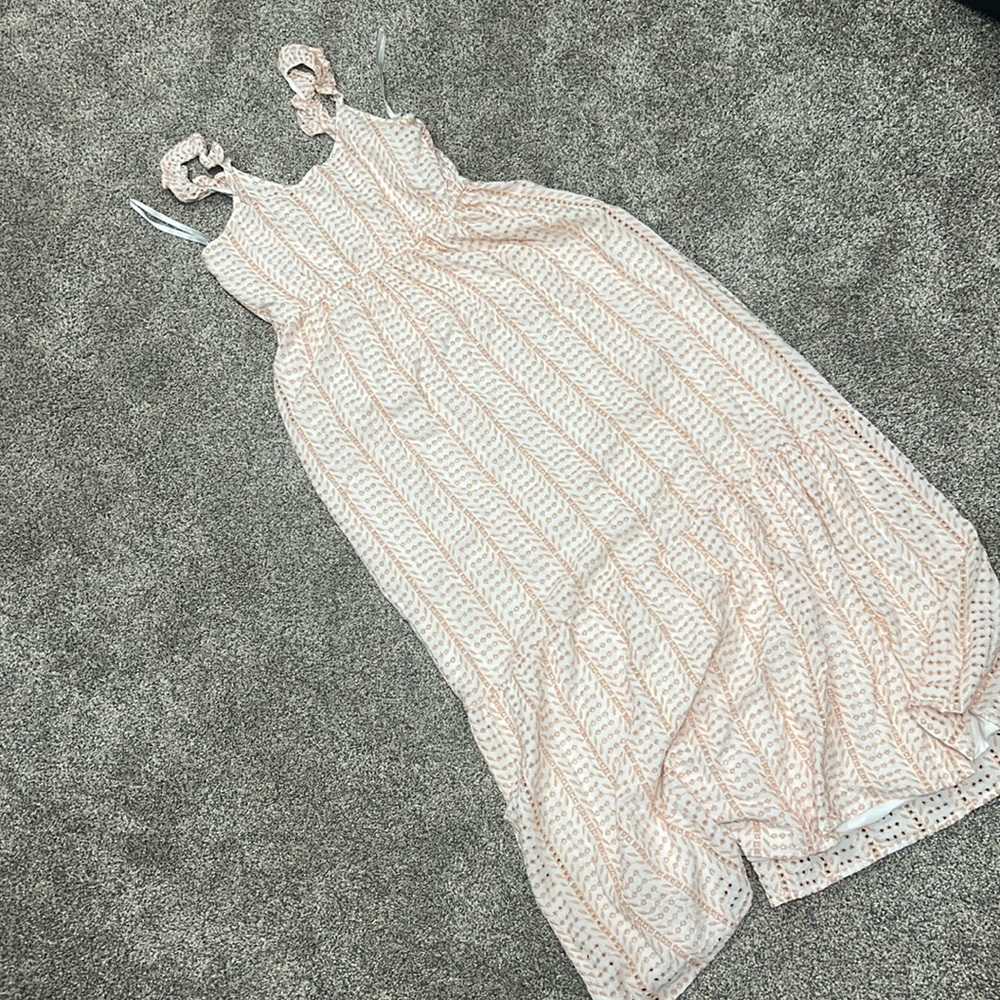 Pink and white maxi dress